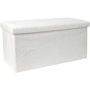 Banc coffre pliable en bouclette blanc