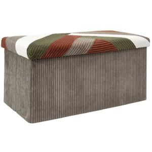 Banc coffre pliable patchwork côtelé