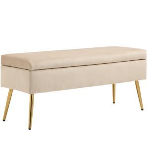 Banc coffre rangement 2 en 1 velours jaune