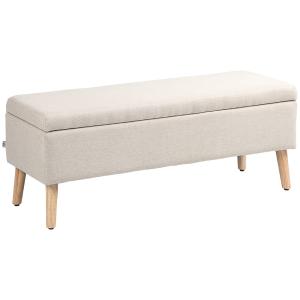 Banc coffre rembourré banquette aspect lin beige