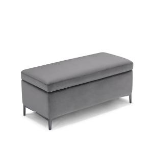 Banc conteneur fabriqué en Italie en velours gris 110x50 cm