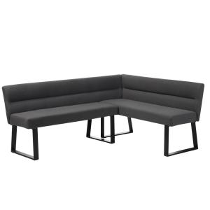 Banc d'angle en tissu anthracite et pieds en métal noir