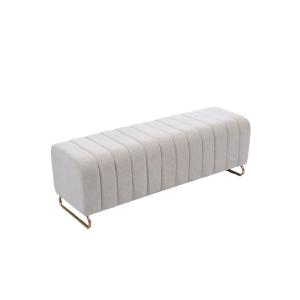 Banc d'entrée 2 places en tissu beige et pieds dorés
