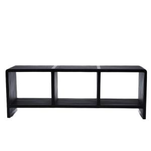 Banc d'entrée 3 niches en teck recyclé noir