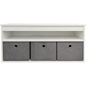 Banc d'entrée avec 1 étagère et 3 coffres bois blanc 102 x…