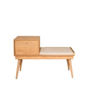 Banc d'entrée avec rangement en tissu et bois L105cm - Bois…