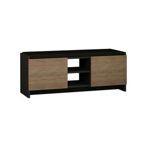 Banc d'entrée noir/bois 2 portes 2 niches pour chaussures