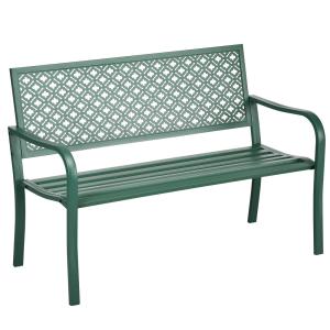Banc de jardin 2 personnes acier vert foncé