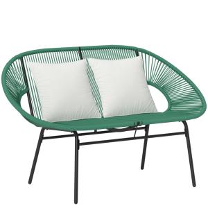 Banc de jardin 2 places en acier et résine vert foncé
