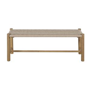 Banc de jardin en corde beige et bois d'acacia massif L121