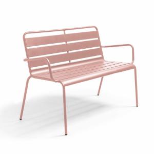 Banc de jardin en métal rose poudré