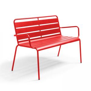 Banc de jardin en métal rouge