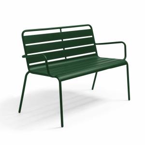 Banc de jardin en métal vert forêt