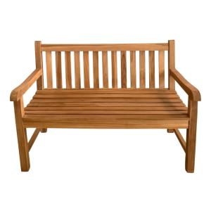 Banc de jardin, marron, pour 2 personnes, en teak, 120 cm