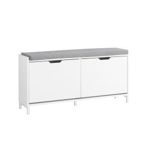 Banc de rangement à chaussures avec 2 portes blanc 105x24x5…