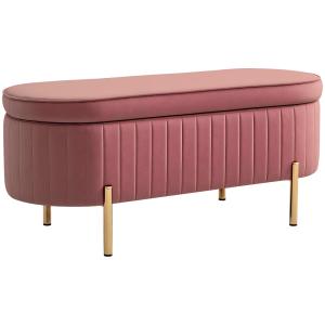 Banc de rangement avec couvercle pieds en métal en velours…
