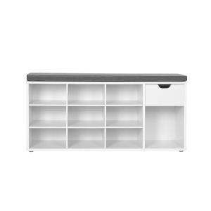 Banc de rangement chaussures 10 niches L104 x H48 cm - Blanc