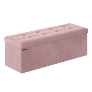 Banc de rangement en velours 110 x 38 x 38 cm rose