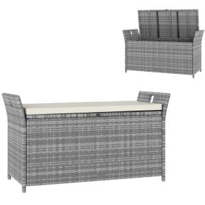 Banc de rangement extérieur coussin amovible résine tressée…