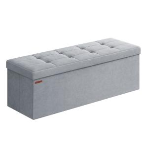 Banc de rangement mdf velours 110 x 38 x 38 cm gris tourter…