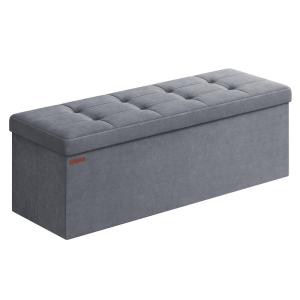 Banc de rangement mdf velours mousse 110 x 38 x 38 cm gris…