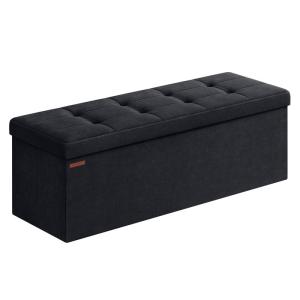 Banc de rangement mdf velours mousse 110 x 38 x 38 cm noir…