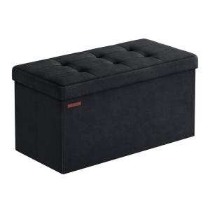 Banc de rangement mdf velours mousse 76 x 38 x 38 cm noir d…