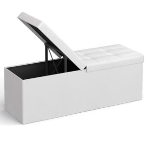 Banc de Rangement Pliable 110 x 38 x 38 cm Blanc