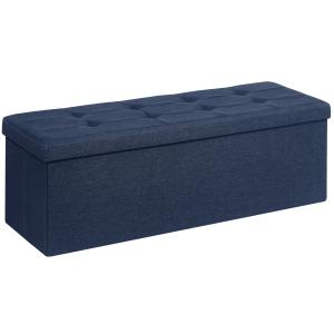 Banc de rangement pliable 110 x 38 x 38 cm bleu