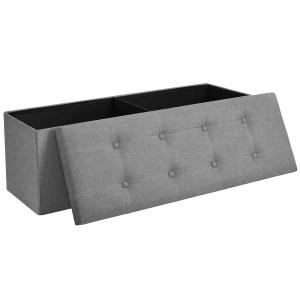 Banc de rangement pliable 110 x 38 x 38 cm gris clair