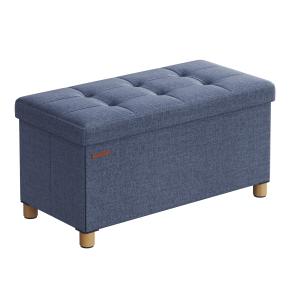 Banc de rangement pliable 76 x 38 x 40 cm tissu façon lin d…