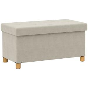Banc de rangement pliable avec couvercle en velours crème
