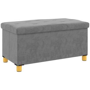 Banc de rangement pliable avec couvercle en velours gris
