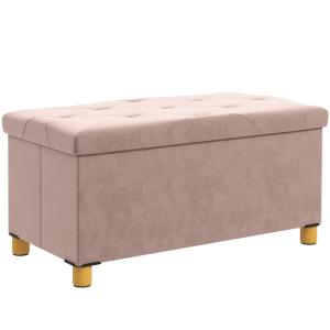 Banc de rangement pliable avec couvercle rose