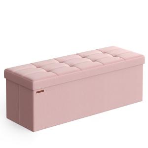 Banc de rangement pliable de 110 cm pouf de chambre rose bo…