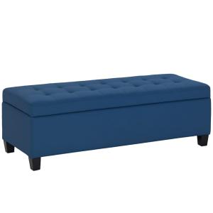 Banc de rangement siège capitonné tissu aspect lin pieds en…