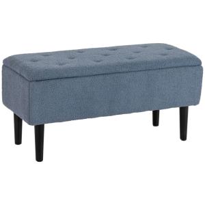 Banc de rangement tabouret tissu laine bouclé pieds bois hé…