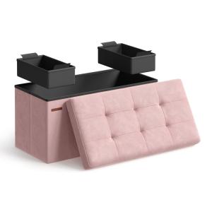 Banc de rangement velours 2 boîtes 38 x 76 x 38 cm rose bon…