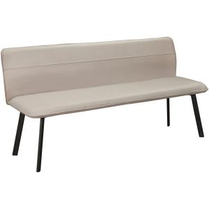 Banc de salle à manger en tissu crème et pieds en métal noi…