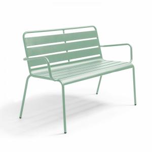 Banc de terrasse en métal vert sauge