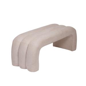 Banc design en tissu beige  122x47x47cm