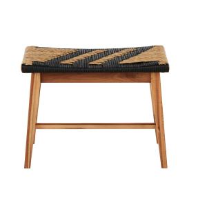 Banc en bois d'acacia et corde tressée multicolore