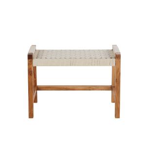 Banc en bois d'acacia et coton blanc