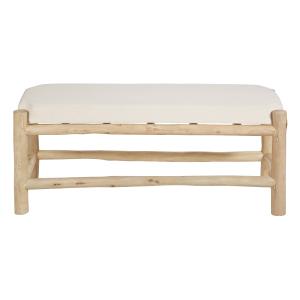 Banc en bois d'eucalyptus et coton blanc