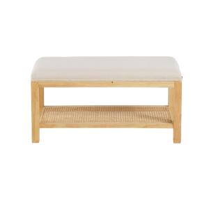 Banc en bois d'hévéa cannage en rotin
