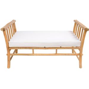 Banc en bois de bambou et tissu beige