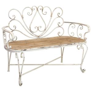 Banc en bois et métal finition vieillie 125x48x92h cm