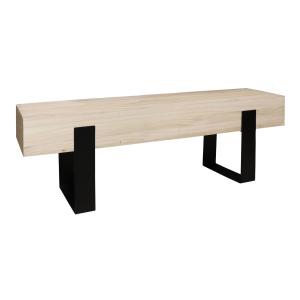 Banc en bois et pieds en métal noir