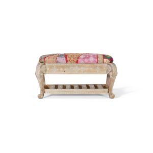 Banc en bois manguier et tissu