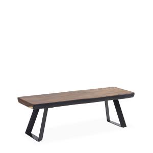 Banc en bois marron et métal noir L 126cm